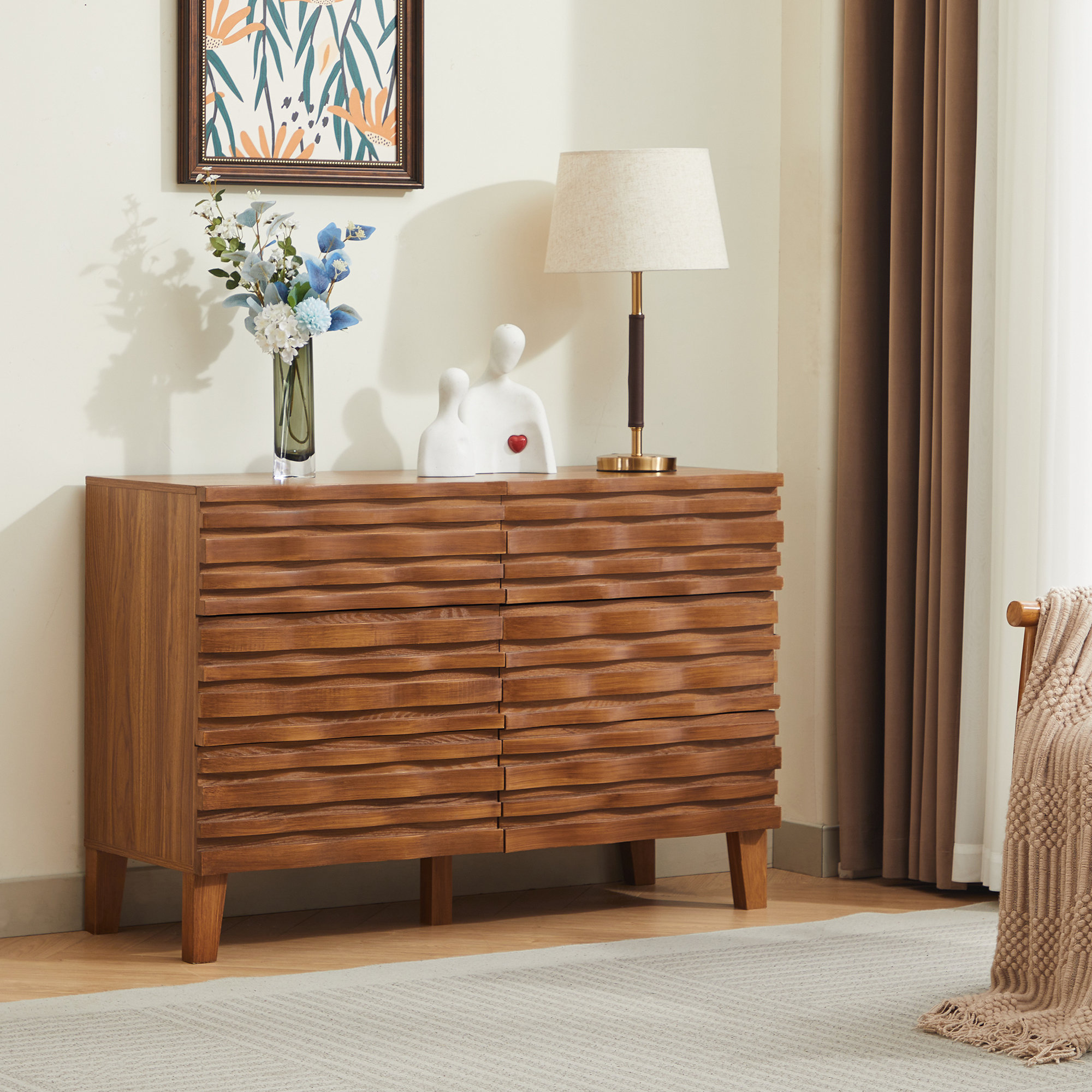 Latitude Run® 6 Solid Wood Drawer 47.2" W Double Dresser - Wayfair Canada